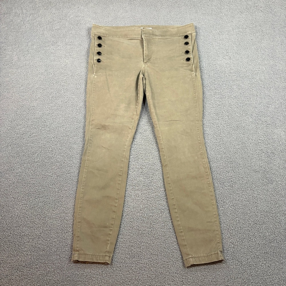 LOFT Pants Womens 6P Green Marisa Skinny Sailor Button Ankle Utility 492094